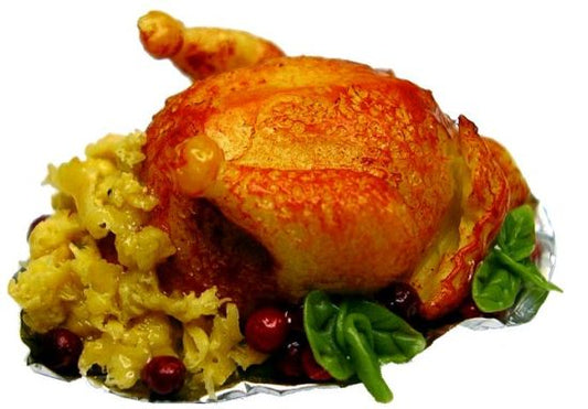 Dollhouse Roasted Chicken with Stuffing 1:12 Scale Miniature Food Kitchen
