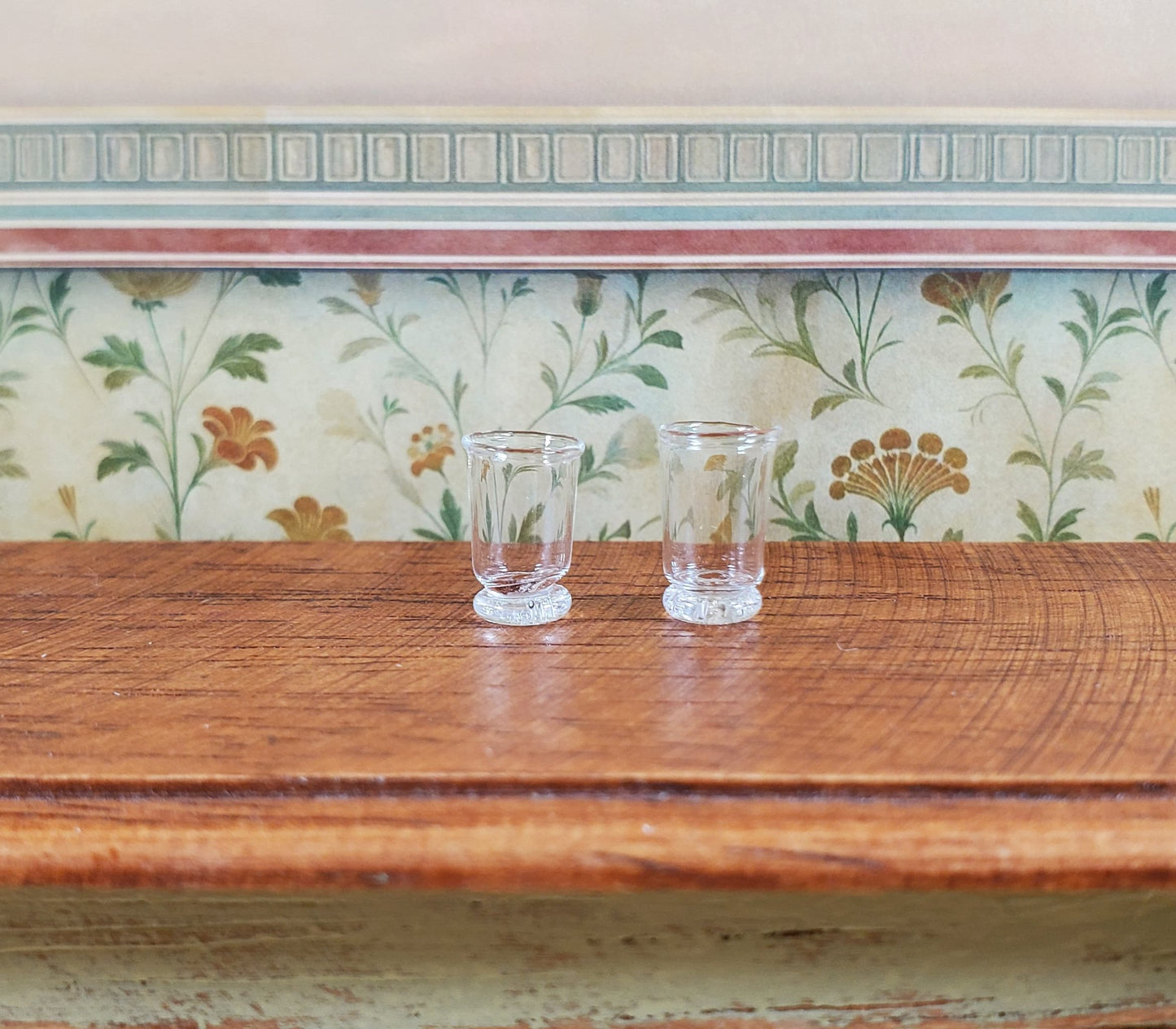 Dollhouse Drinking Glasses Set of 2 1:12 Scale Miniature Dishes
