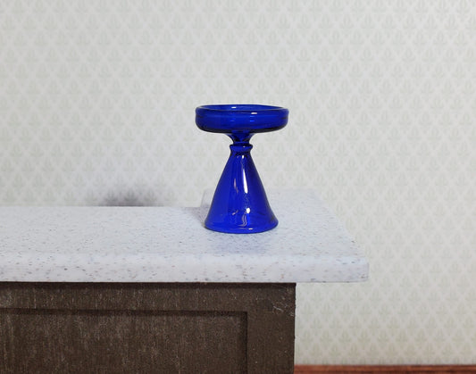 Dollhouse Cobalt Blue Glass Pedestal Plate Stand 1:12 Scale Miniature