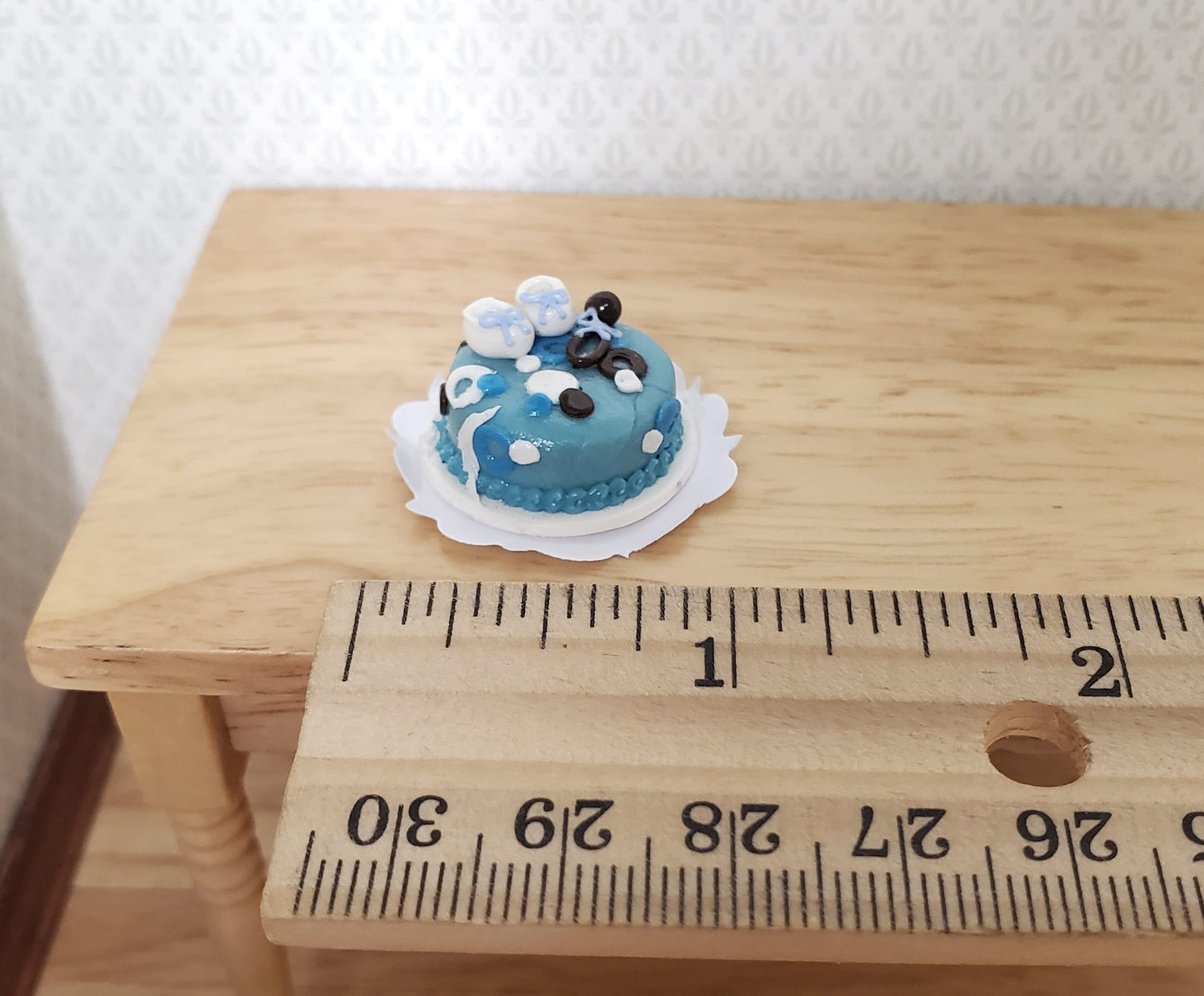 Dollhouse Baby Boy Welcome Cake 1:12 Scale Miniature Dessert Food
