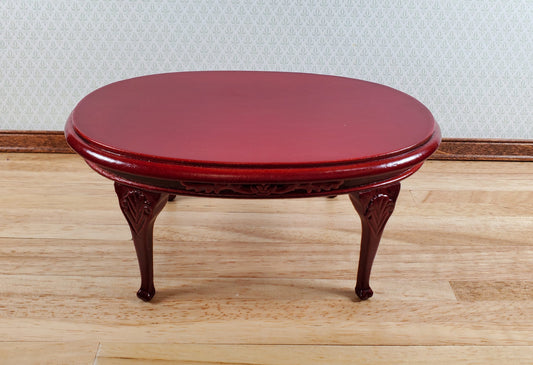 Dollhouse Dining Table Oval Wood Mahogany Finish 1:12 Scale Miniature Furniture
