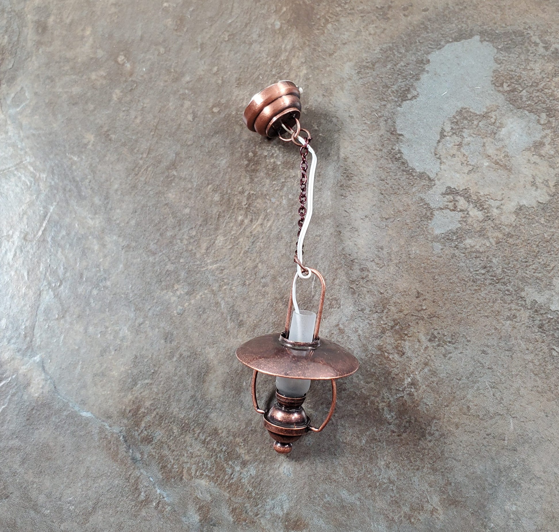 Dollhouse Battery Light "Gas" Ceiling Light Copper 1:12 Scale Lantern Houseworks