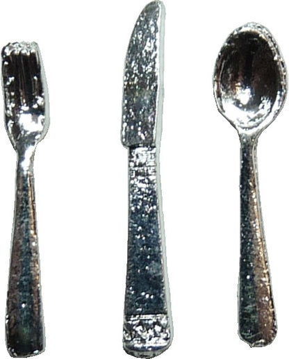 Dollhouse Silver Flatware 1 Place Setting 1:12 Scale Miniature Kitchen