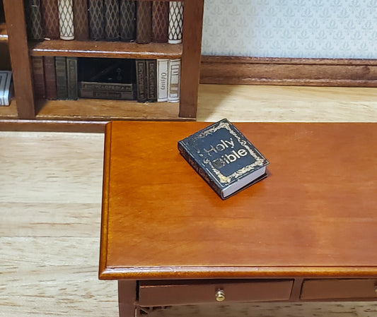 Dollhouse The Holy Bible Book Black & Gold 1:12 Scale Miniature (blank inside)