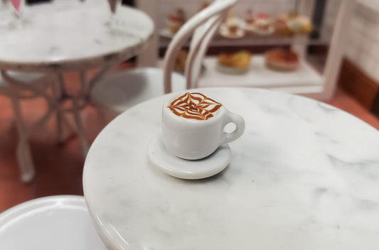 Dollhouse Latte Espresso Coffee in Ceramic Mug 1:12 Scale Miniature