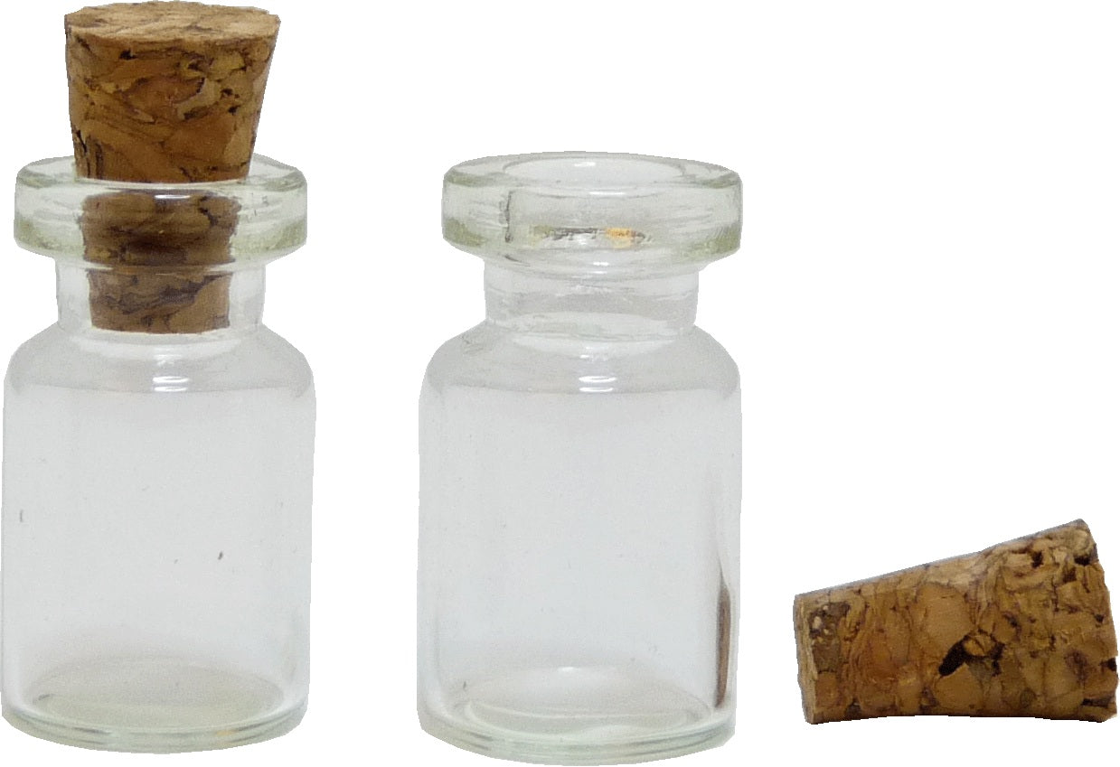 Dollhouse Clear Glass Jars Bottles Cork Stoppers x2 1:12 Scale Miniature
