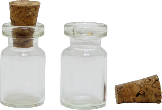 Dollhouse Clear Glass Jars Bottles Cork Stoppers x2 1:12 Scale Miniature