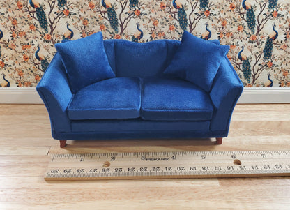 Dollhouse Sofa Couch Royal Blue Modern Style 1:12 Scale Miniature Furniture