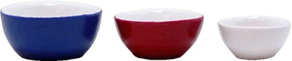 Dollhouse Nesting Mixing Bowls Blue Red & White Set of 3 1:12 Scale Miniatures