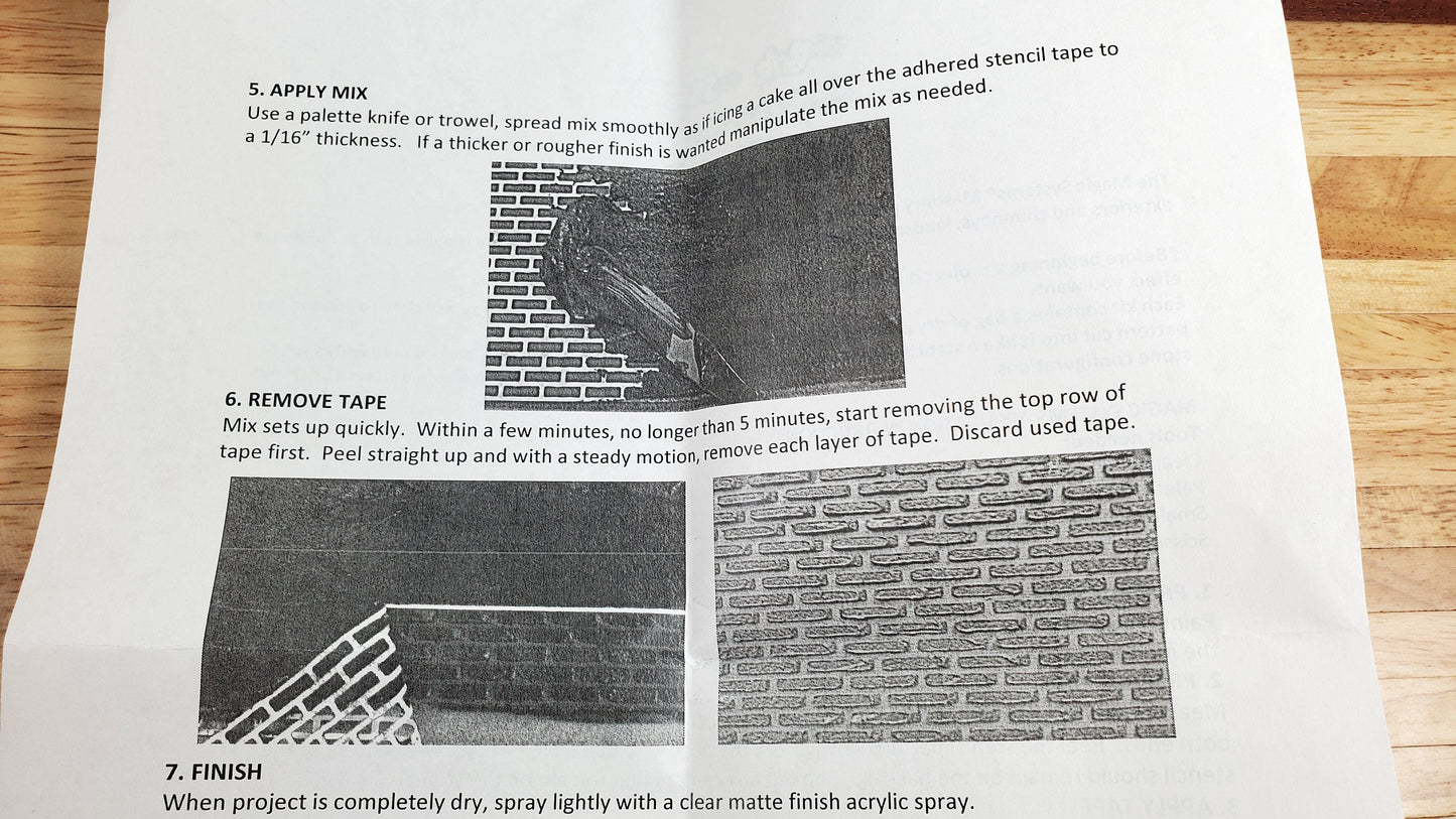 Magic Masonry Red Brick Stencil  & Powder KIT 1 Square Foot Set 1:12 Scale Dollhouse Building Supplies