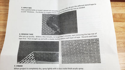 Magic Masonry Red Brick Stencil  & Powder KIT 1 Square Foot Set 1:12 Scale Dollhouse Building Supplies