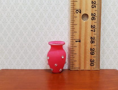 Dollhouse Jeweled Vase Pink Rose & Silver 1:12 Scale Miniature Decor Accessories