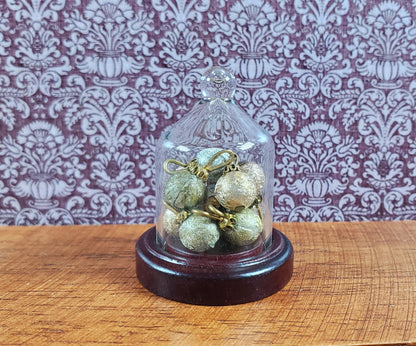 Small Glass Bell Cloche on Wooden Base 1:6 Scale Miniature 1 5/8" tall