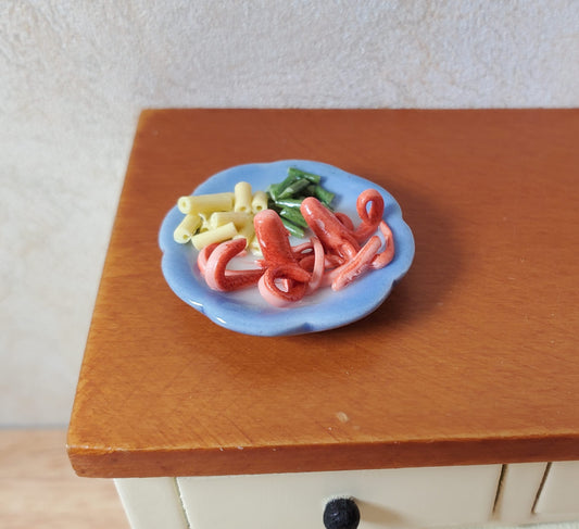 Dollhouse Children's "Octopus" Hot Dog Dinner Plate 1:12 Scale Miniature Food