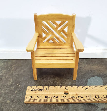 Dollhouse Chair Outdoor Garden Porch Patio Light Oak 1:12 Scale Miniature Furniture
