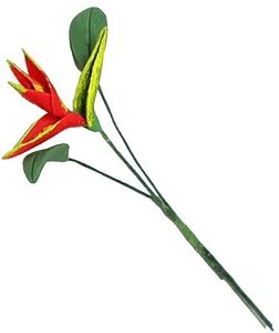 Dollhouse Red Bird of Paradise Single Stem with Foliage 1:12 Scale Miniature