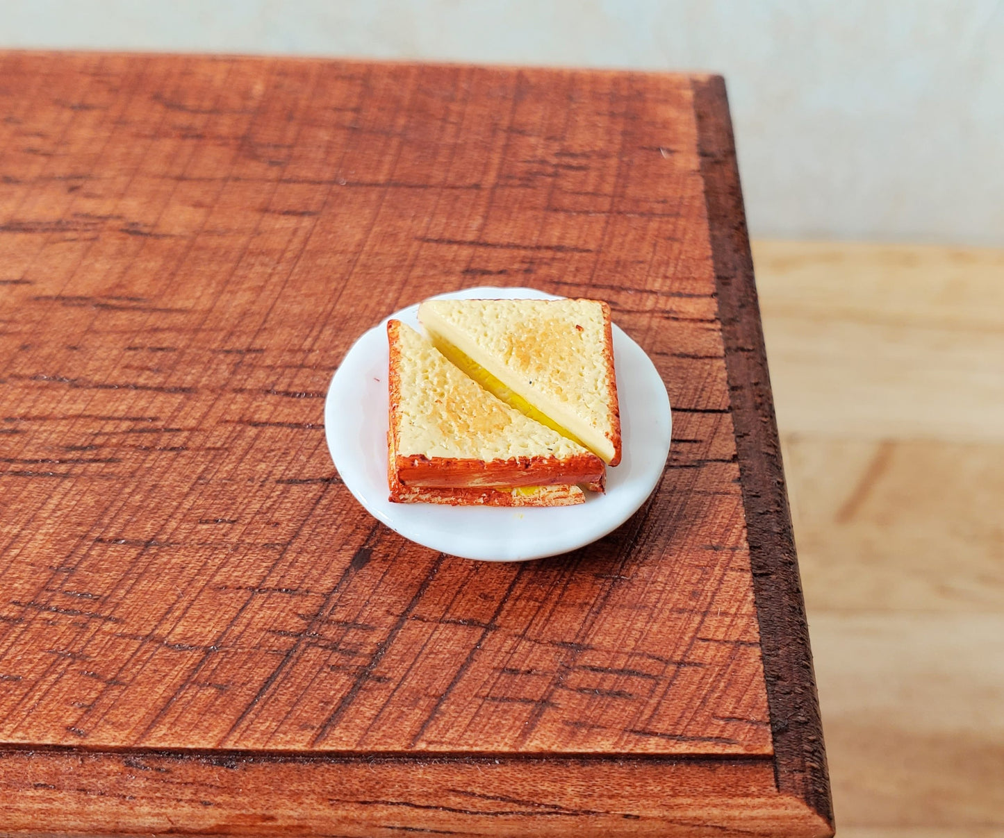 Dollhouse Grilled Cheese Sandwich on a Plate 1:12 Scale Miniature
