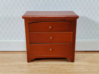 Dollhouse Modern Night Stand Dresser 3 Drawer Walnut Finish 1:12 Scale Miniature Furniture