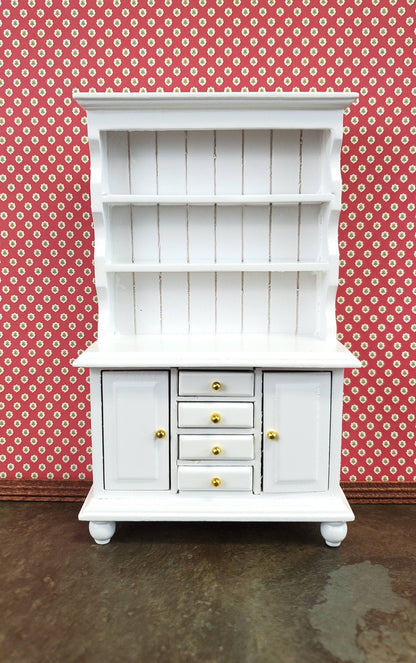 Dollhouse Cupboard Hutch White Kitchen Cabinet 1:12 Scale Miniature Furniture