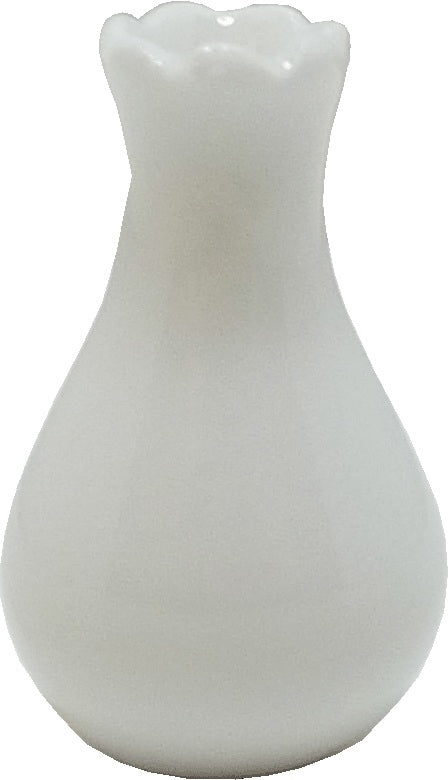 Dollhouse Glazed White Ceramic Fluted Vase 1:12 Scale Miniature