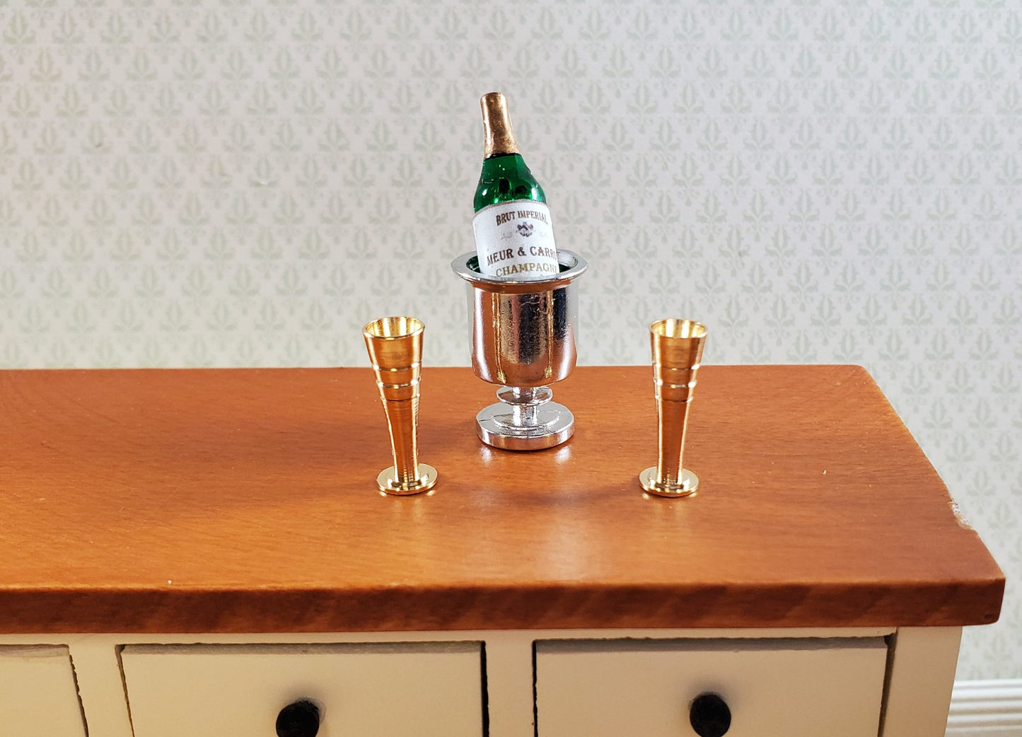 Dollhouse Champagne Bottle "Meur & Carrou" 1:12 Scale Drinks Booze Cocktails