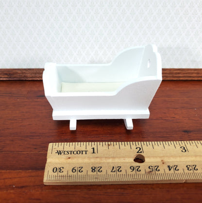 Dollhouse Cradle Small Crib for Nursery White Finish 1:12 Scale Miniature Furniture