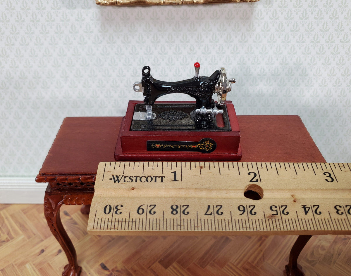 Dollhouse Sewing Machine with Accessories Vintage Style Metal 1:12 Scale