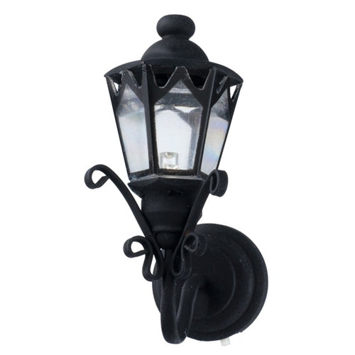 Dollhouse Battery Operated Coach Lamp Light Black LARGE 1:12 Scale Houseworks