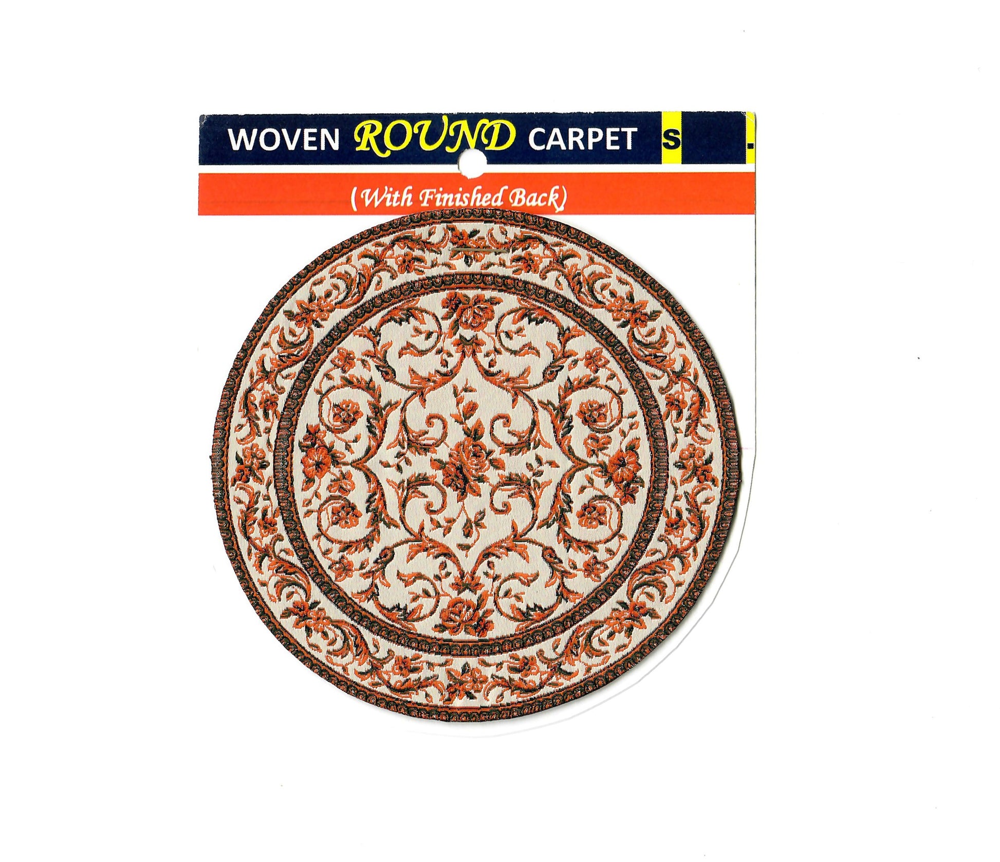 Dollhouse Small Round Rug Fabric Floral Use in 1:12 or 1:24 Scales 4.25" Across