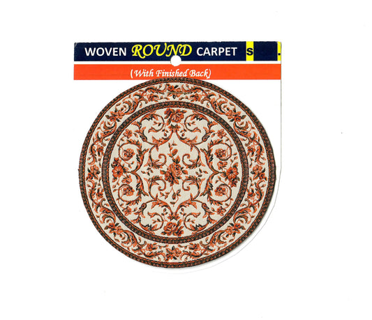 Dollhouse Small Round Rug Fabric Floral Use in 1:12 or 1:24 Scales 4.25" Across