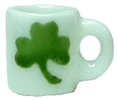Dollhouse White Ceramic Mug with Shamrock Design 1:24 Half Scale