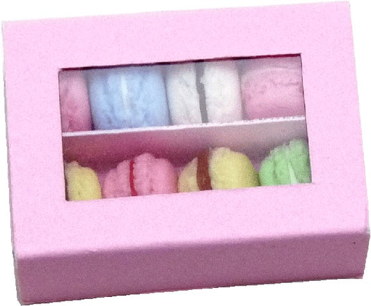 Dollhouse 8 Macarons in Pink Box 1:12 Scale Miniature Food Kitchen