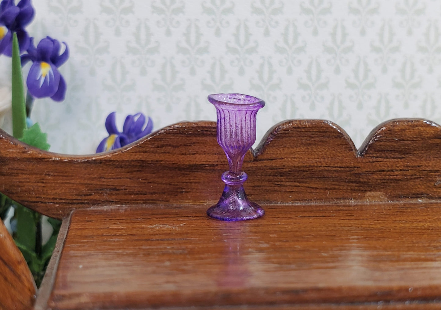 Dollhouse HALF SCALE Wine Glass or Water Goblet Purple 1:24 Miniature