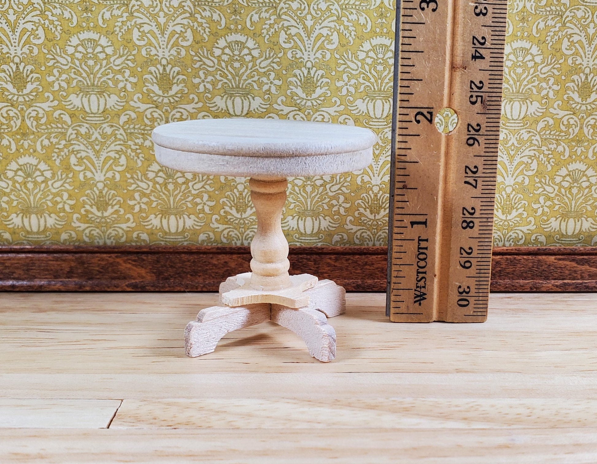 Dollhouse Round Side Table Unvarnished Wood 1:12 Scale Miniature Furniture