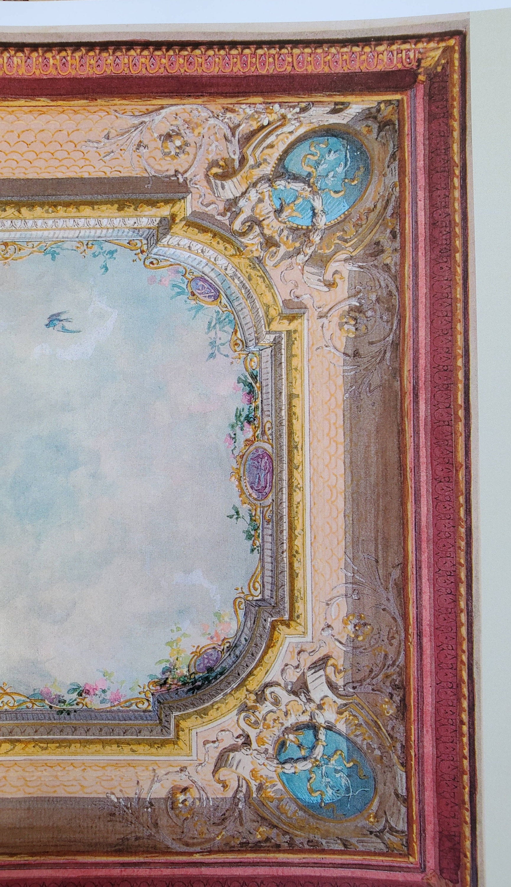Dollhouse Ceiling Mural Wallpaper Birds Painted Victorian 1:12 Scale Itsy Bitsy