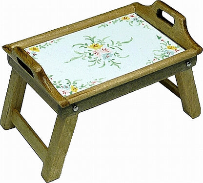 Dollhouse Wood Breakfast Tray with Floral Pattern1:12 Scale Miniature Kitchen