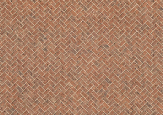 Miniature Weathered Brick Embossed Paper Herringbone Pattern 1:12 Scale Scenery