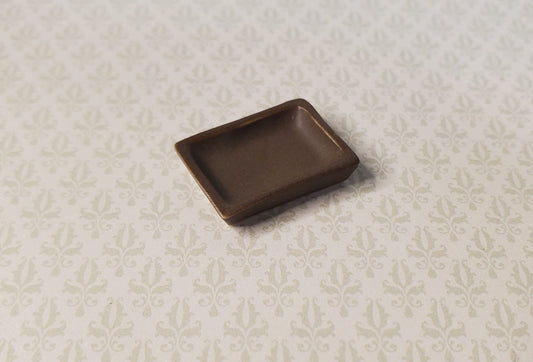 Dollhouse Small Rectangular Brown Ceramic Serving Dish 1:24 Scale Miniature