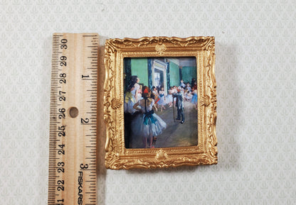 Dollhouse Miniature Degas The Dance Class Framed Print 1:12 Scale Large Gold Frame Handmade