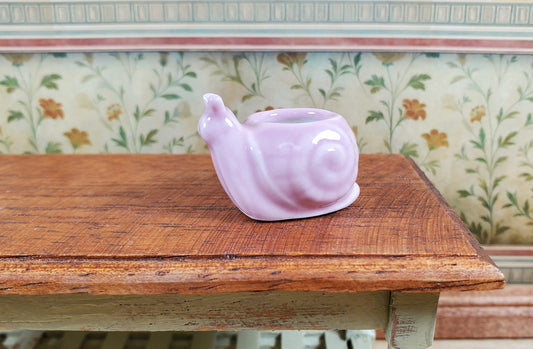 Dollhouse Snail Planter Pink Ceramic 1:12 Scale Miniature Garden Pot for Plants