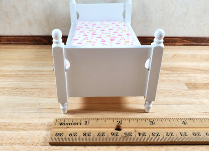 Dollhouse Bed Small Childs Size White 1:12 Scale Miniature Furniture