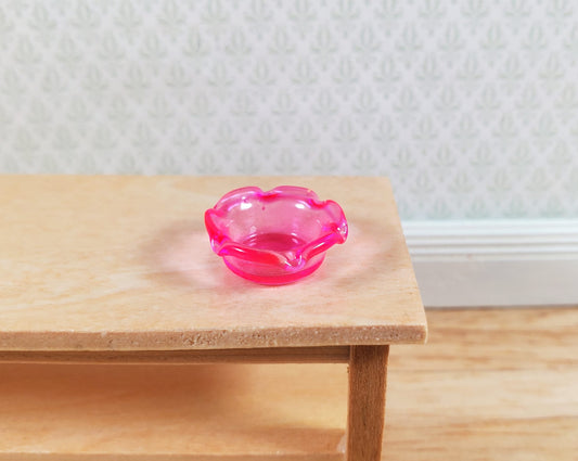 Dollhouse Bright Pink Glass Candy Dish or Serving Bowl 1:12 Scale Miniature