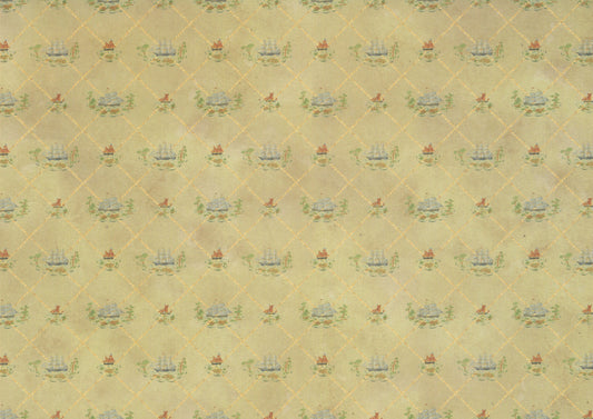 Dollhouse Wallpaper 3 Sheets Colonial Clipper Ships 1:12 Scale Miniature