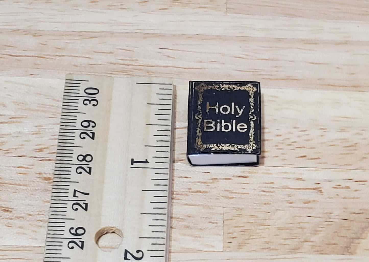 Dollhouse The Holy Bible Book Black & Gold 1:12 Scale Miniature (blank inside)