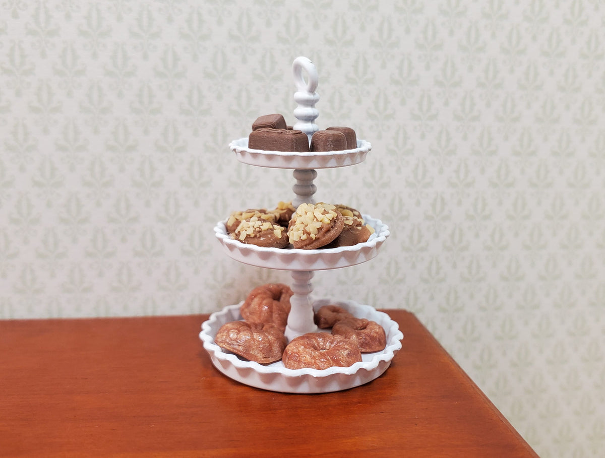 Dollhouse 3-Tier Serving Stand White Metal 1:12 Scale Miniature