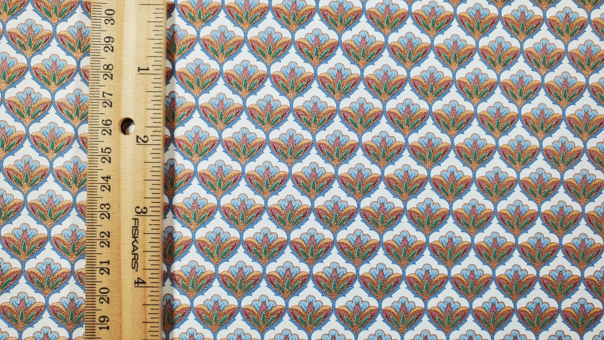 Dollhouse Wallpaper Art Nouveau 3 Sheets White Green Gold 1:12 Scale