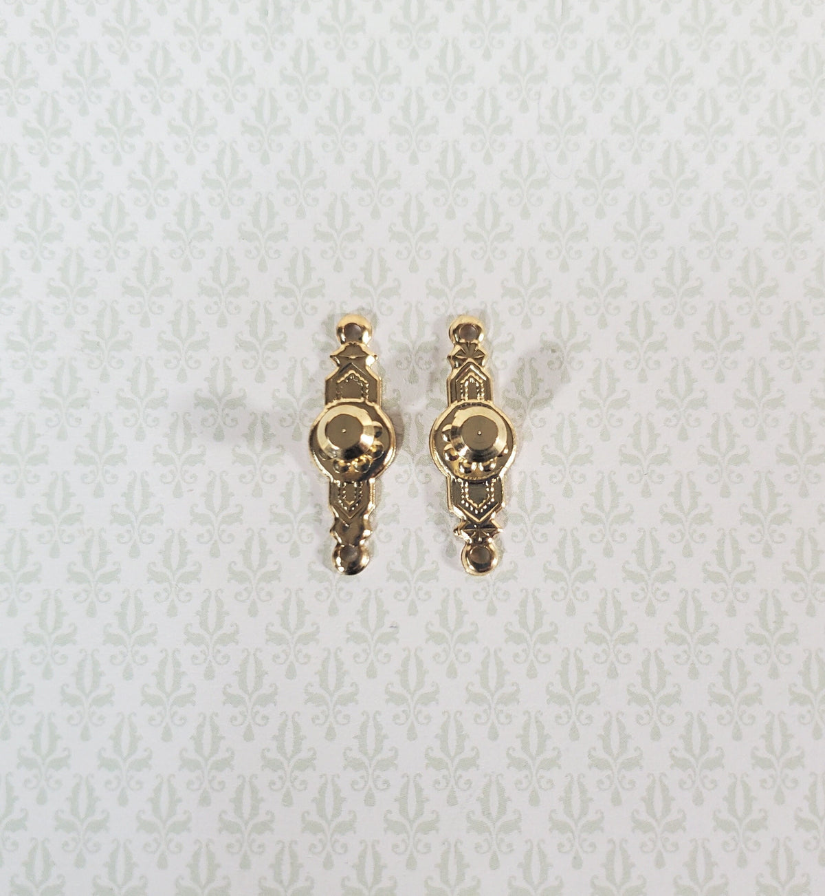 Dollhouse Doorknobs Handles Fancy Gold 1 Set 1:12 Scale Miniatures
