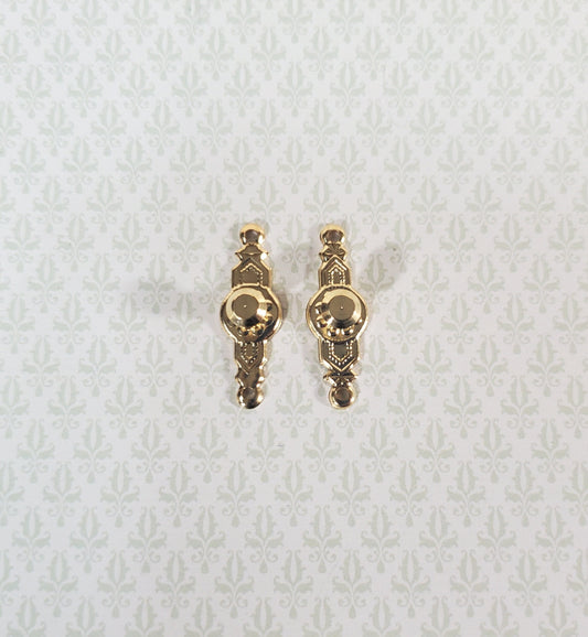 Dollhouse Doorknobs Handles Fancy Gold 1 Set 1:12 Scale Miniatures