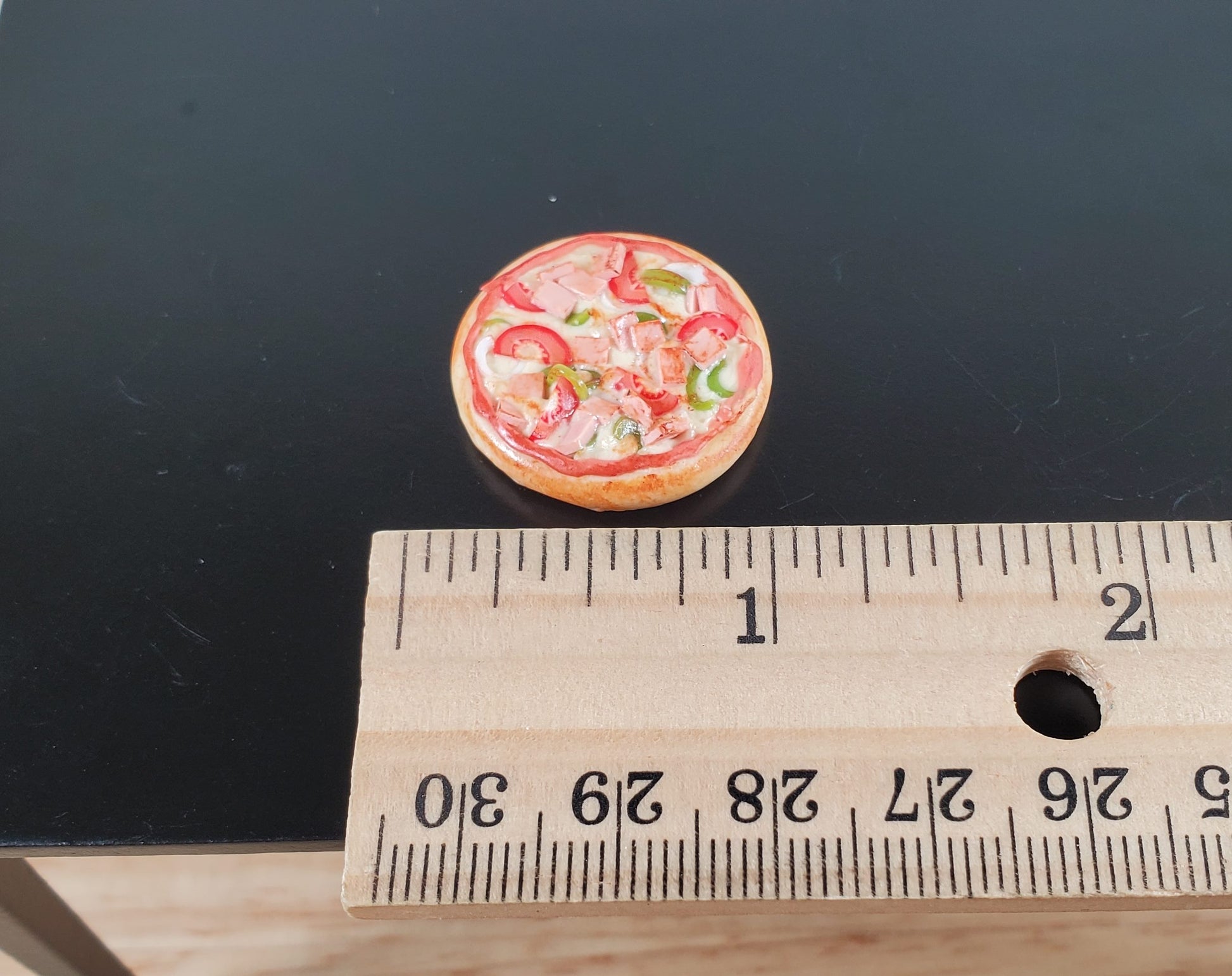 Dollhouse Pizza Canadian Bacon with Veggies 1:12 Scale Miniature Food