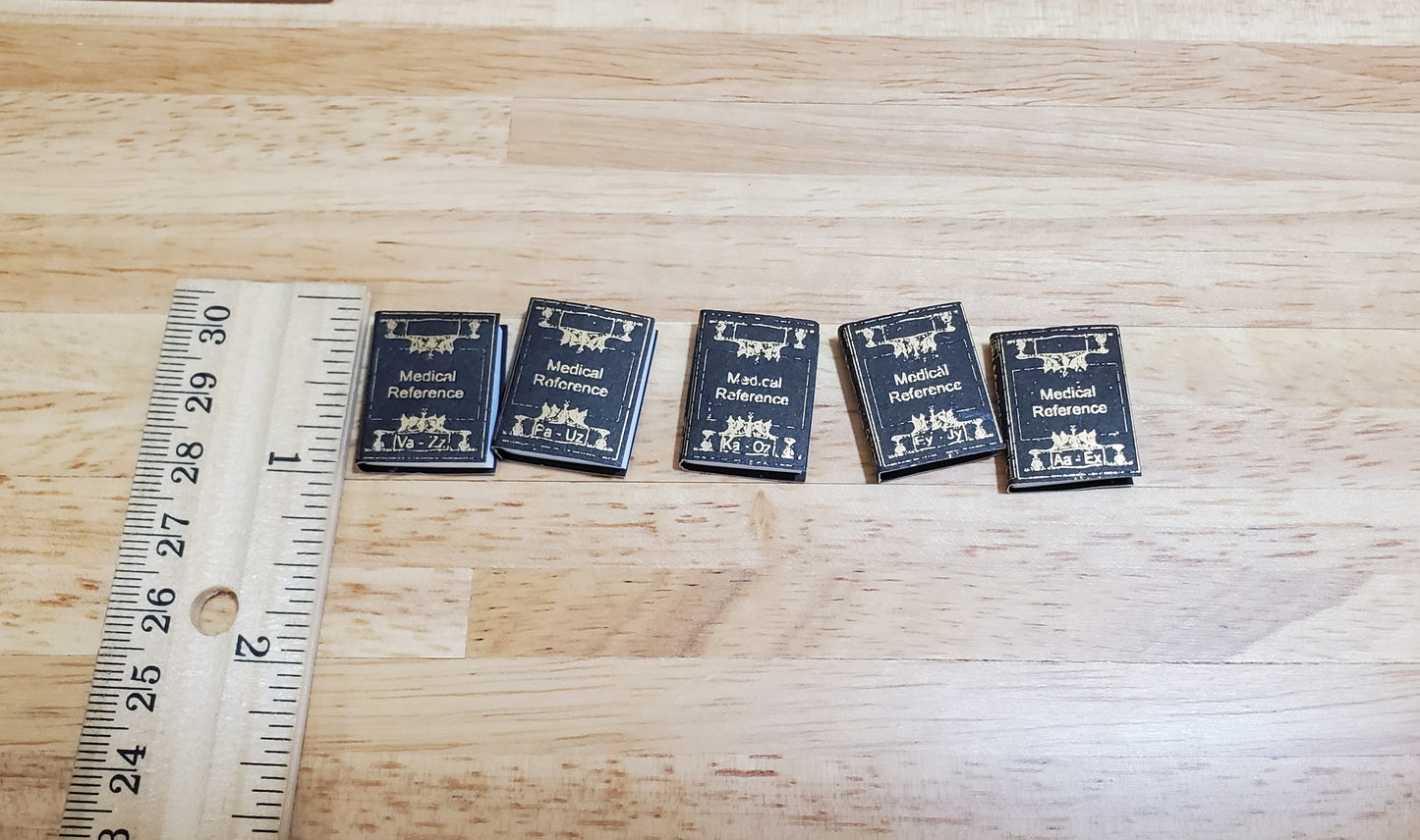 Dollhouse Book Set x5 Medical Reference 1:12 Scale Miniatures (blank inside)
